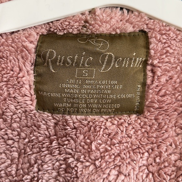 Rustic Denim Jacket, size small, lined pink warm, - Picture 4 of 12